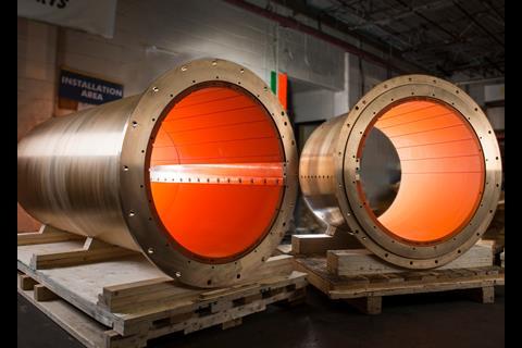 Composite bearings and housings. (credit: Thordon Bearings)